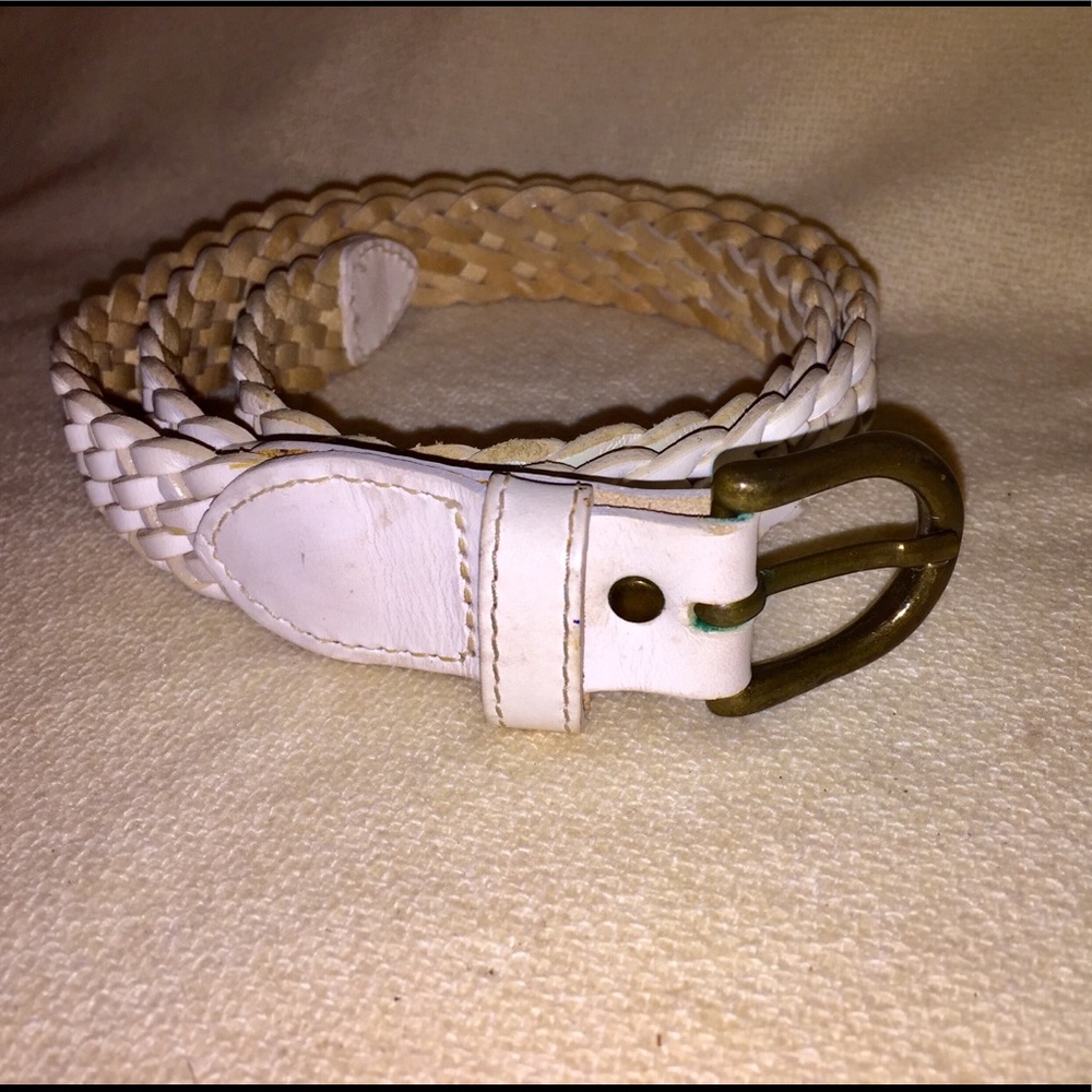 Omega Off White Leather Belt